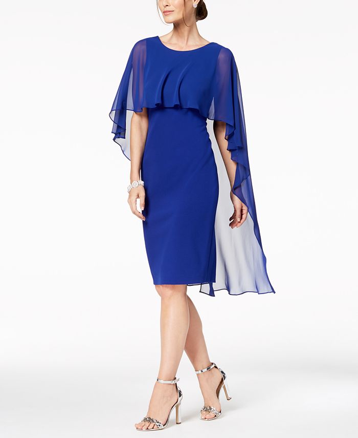 Calvin Klein Chiffon-Cape Sheath Dress & Reviews - Dresses - Women - Macy's