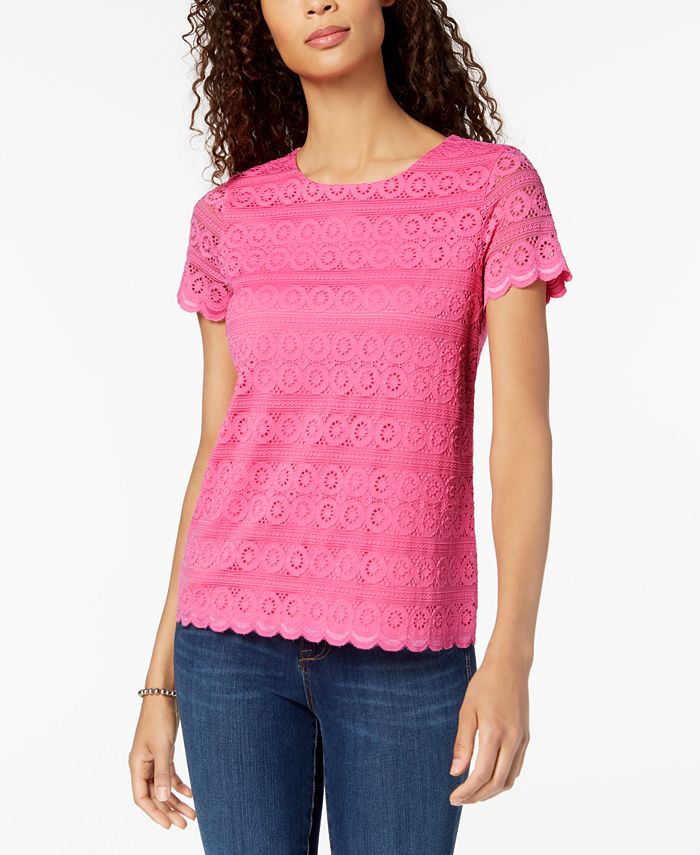 Charter Club Scalloped Lace Top, Created for Macy's - Macy's