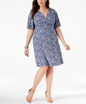 Jessica Howard - Plus Size Puffed-Print Dress