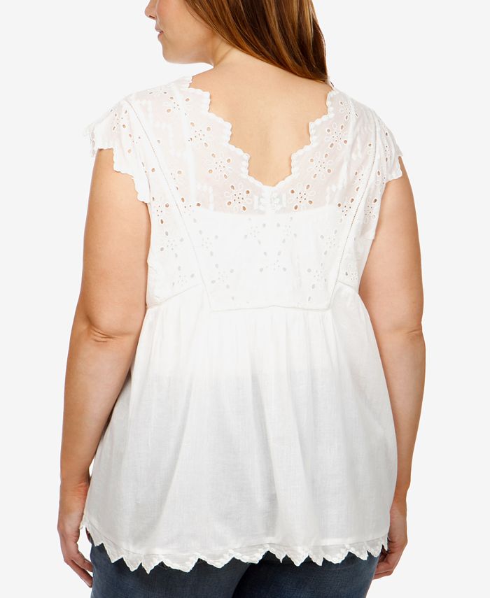Lucky Brand Trendy Plus Size Cotton Eyelet Top & Reviews - Tops - Plus ...