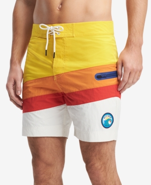 TOMMY HILFIGER MEN'S BELMONT COLORBLOCKED 6.5" BOARD SHORTS, CREATED FOR MACY'S