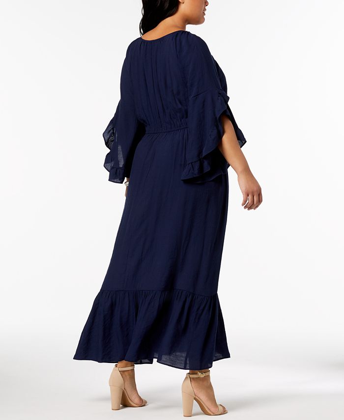 NY Collection Plus & Petite Plus Size Crochet-Trim Peasant Maxi Dress ...
