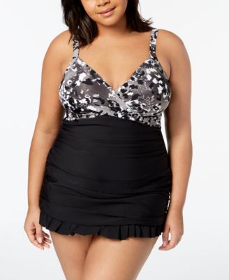 macys plus size swim dress