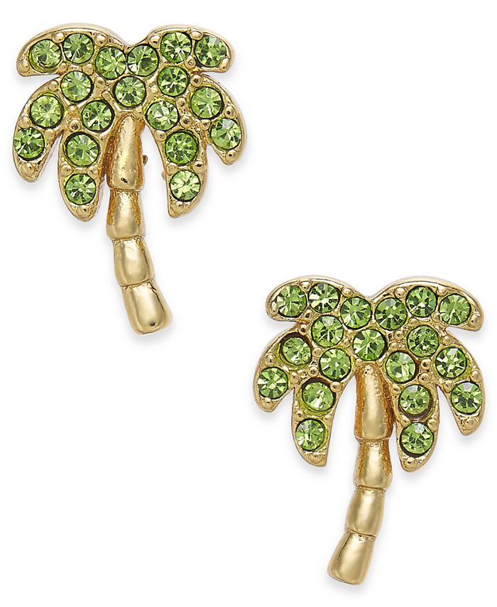 Kate Spade New York Gold Tone Pave Palm Tree Stud Earrings Reviews Fashion Jewelry Jewelry Watches Macy S