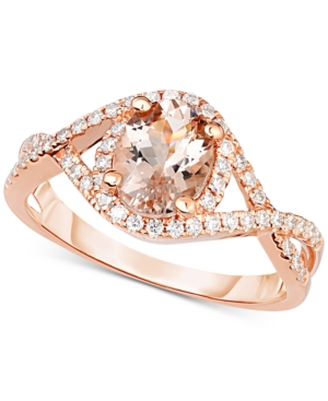 image of Morganite (1-1/5 ct. t.w.) & Diamond (1/3 ct. t.w.) Ring in 18k Rose Gold