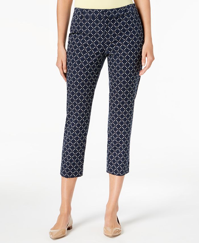 Charter Club Tummy-Control Cropped Printed Pants, Created for Macy's ...