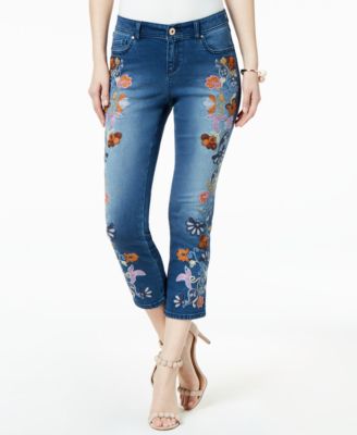 INC International Concepts Embroidered Cropped Jeans