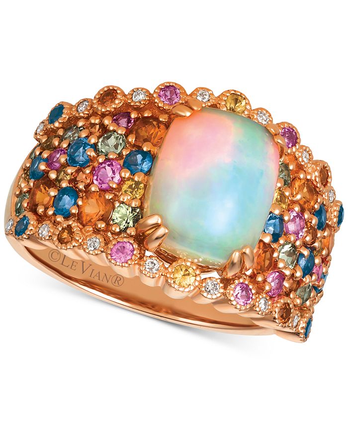 Rainbow Multi-Gemstone (3-1/6 ct. t.w.) & Diamond Accent Ring in 14k Rose  Gold
