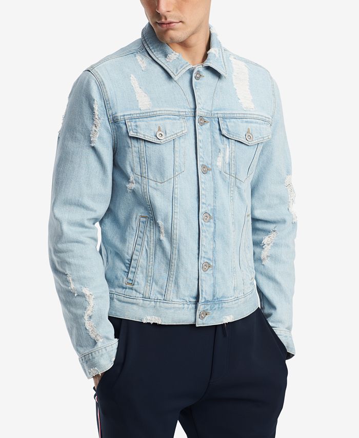 Tommy Hilfiger Men's Ripped Denim Jacket, Created for Macy's - Macy's