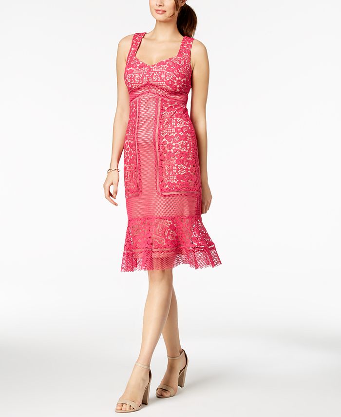 Crochet Lace Ruffle Hem Cami Midi Dress main image 1