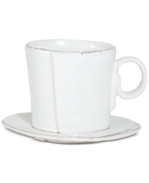 Vietri Lastra Collection Espresso Cup & Saucer In White