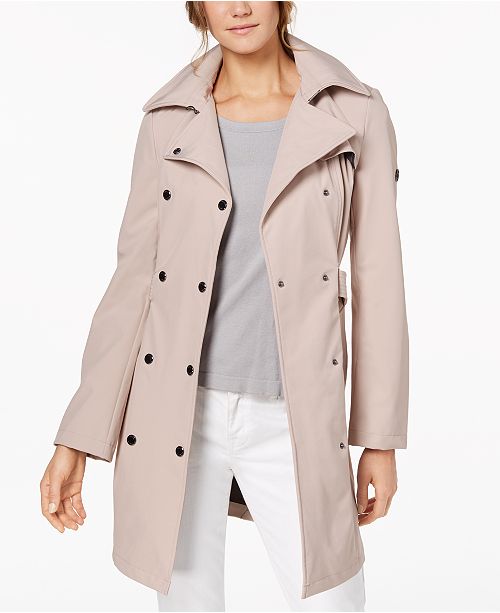 Calvin Klein Petite Belted Softshell Trench Coat - Coats - Women - Macy's