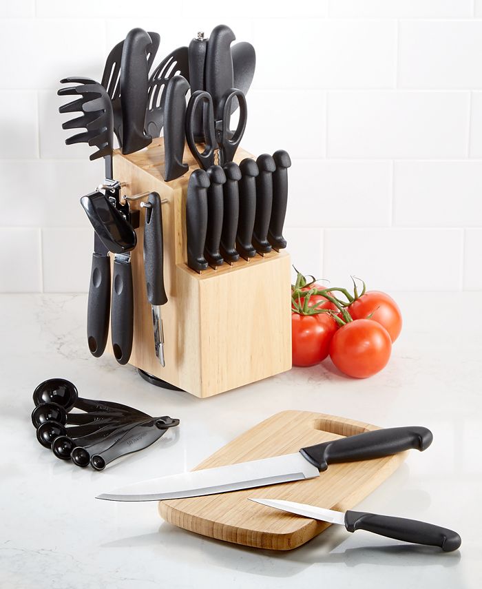 Martha Stewart 3 Piece Essential Kitchen Knife Cutlery Set in Linen