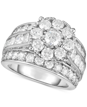image of TruMiracle Diamond Flower Cluster Engagement Ring (4 ct. t.w.) in 14k White Gold
