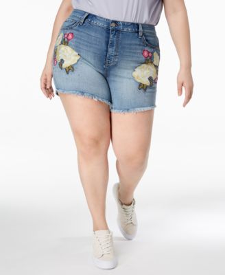 high rise denim shorts plus size