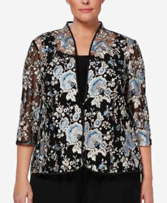 Alex Evenings Plus Size Embroidered Jacket & Top - Macy's