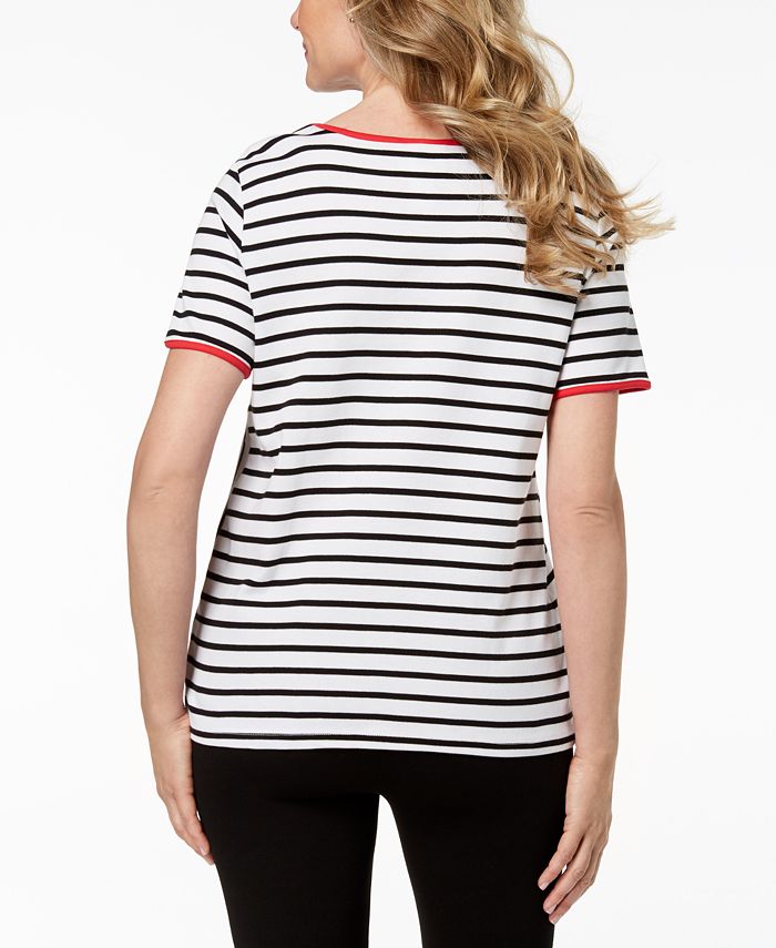 Alfred Dunner Barcelona Mitered-Striped Top - Macy's