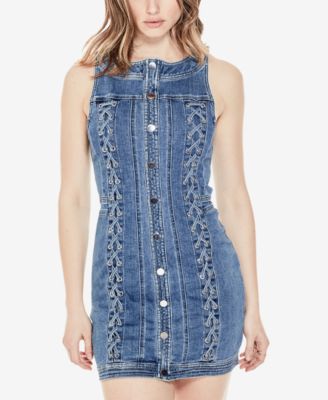 GUESS - Lace-Up Sleeveless Denim Bodycon Dress