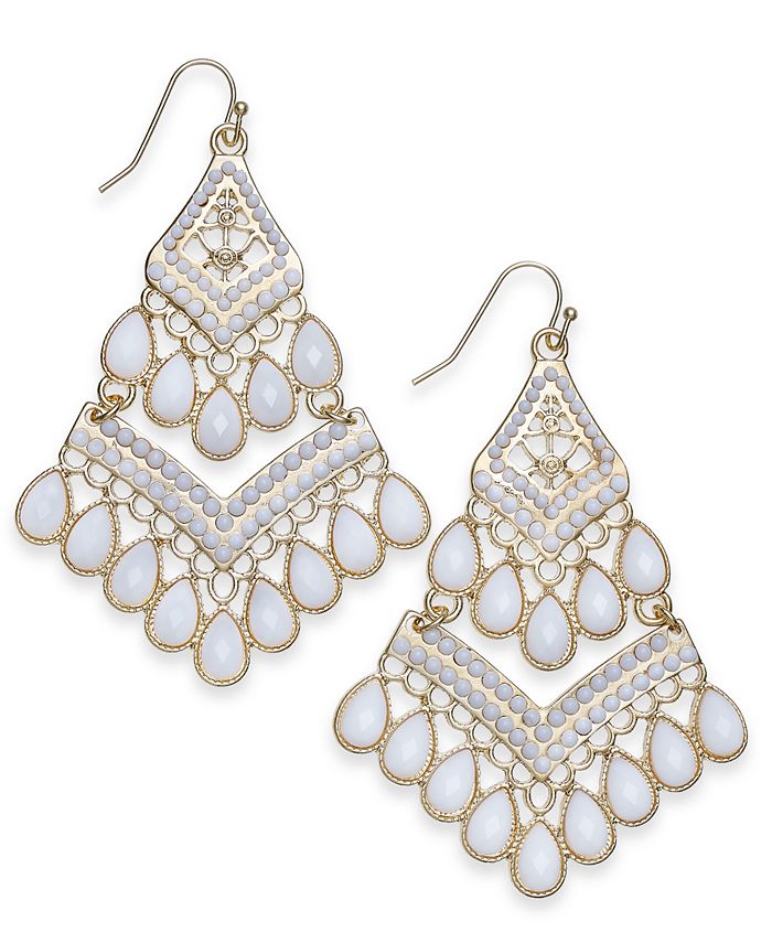 INC International Concepts I.N.C. GoldTone Bead Tassel Drop Earrings