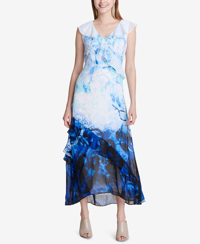 Calvin Klein Ombré Ruffle Maxi Dress & Reviews - Dresses - Women - Macy's
