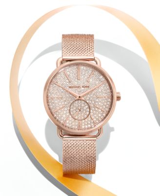 Michael Kors Women's Portia Rose Gold-Tone Stainless Steel Mesh ...