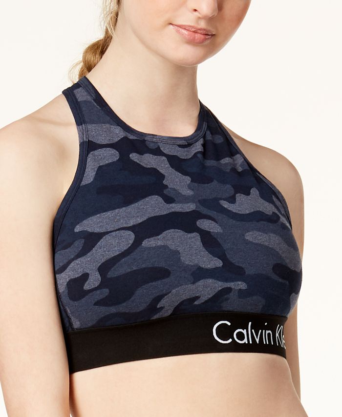 Calvin Klein Camo-Print Cross-Back Medium-Support Sports Bra - Macy's