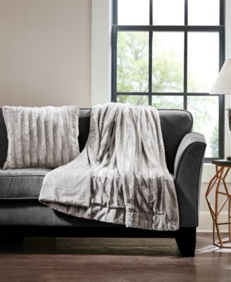 Duke Ribbed Faux-Fur Decorative Pillow, 20" x 20"