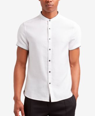 band collar button down shirt