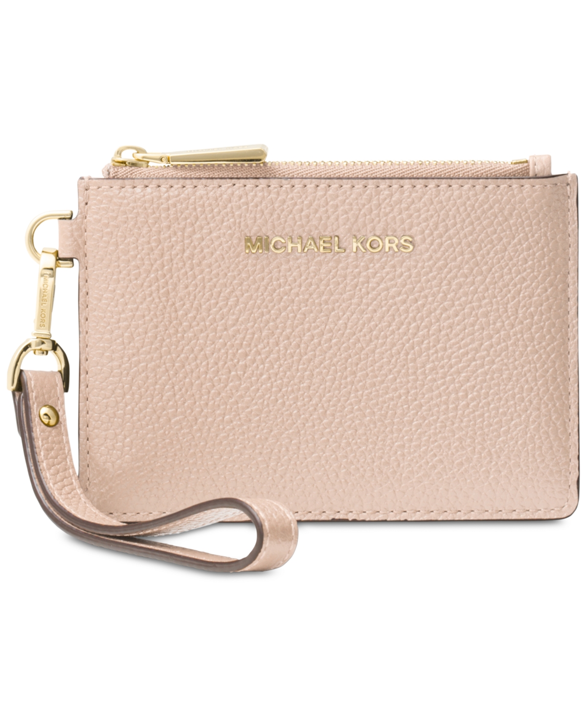 Michael Kors Michael  Leather Jet Set Small Coin Purse In Soft Pink,gold