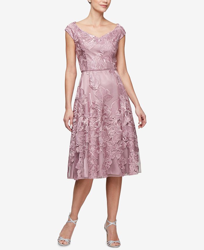 Alex Evenings Embroidered Fit & Flare Dress Macy's