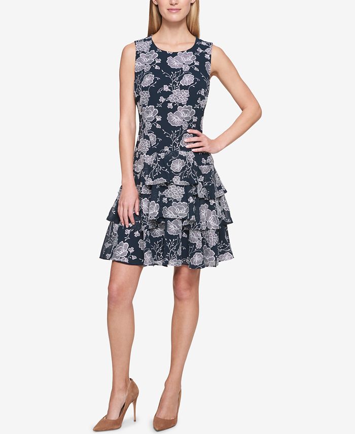 Tommy Hilfiger Ruffled Fit And Flare Dress Macys 