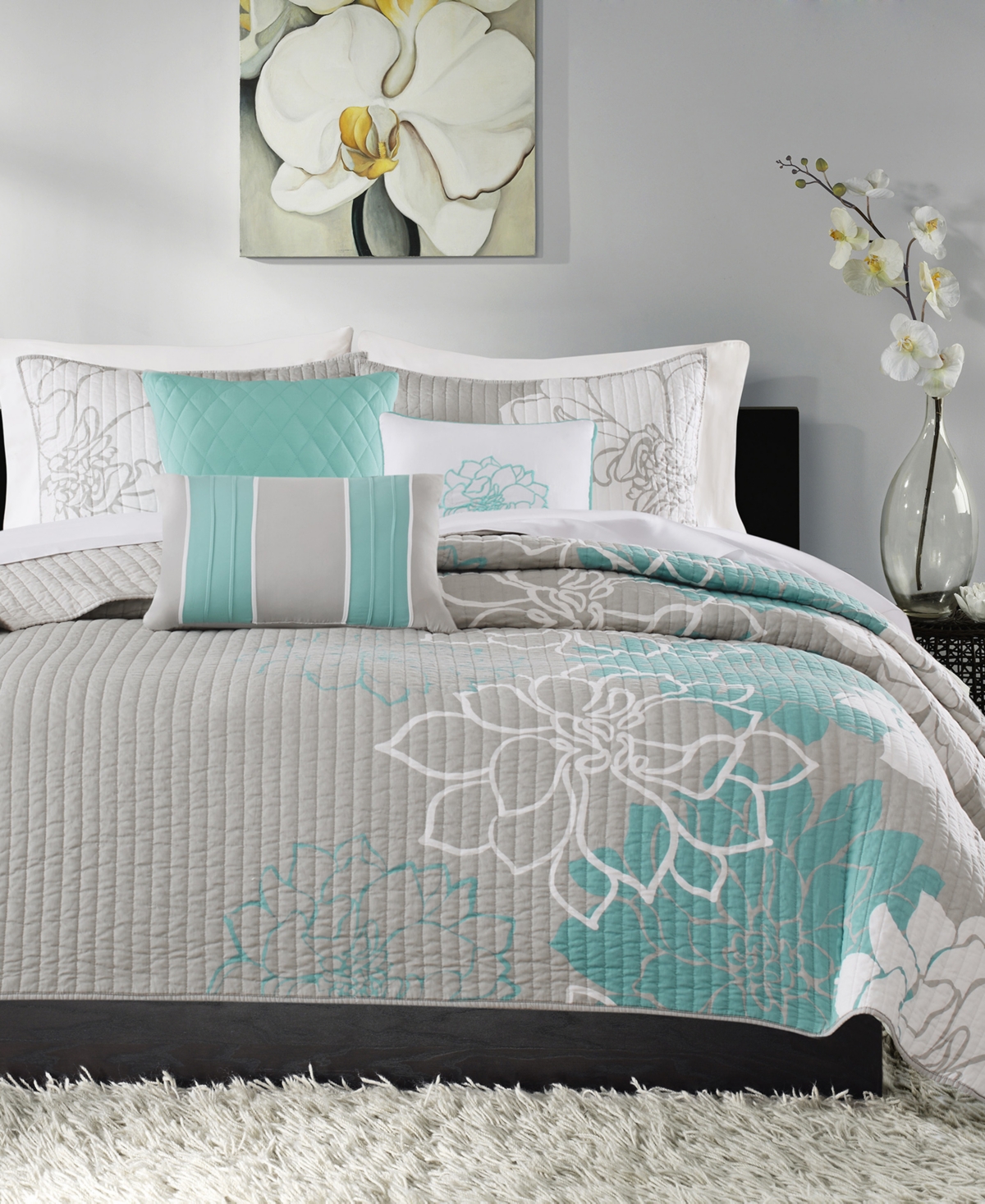 Madison Park Lola Reversible 6-pc. Quilt Set, King/california King In Aqua