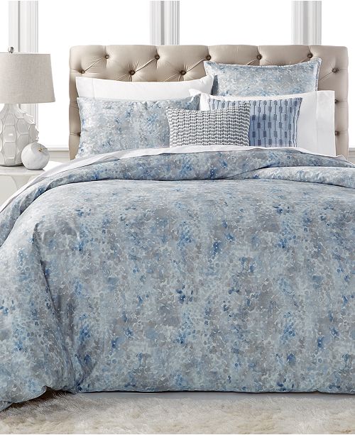 Hotel Collection CLOSEOUT! Speckle Blue Cotton Printed King Duvet Cover ...