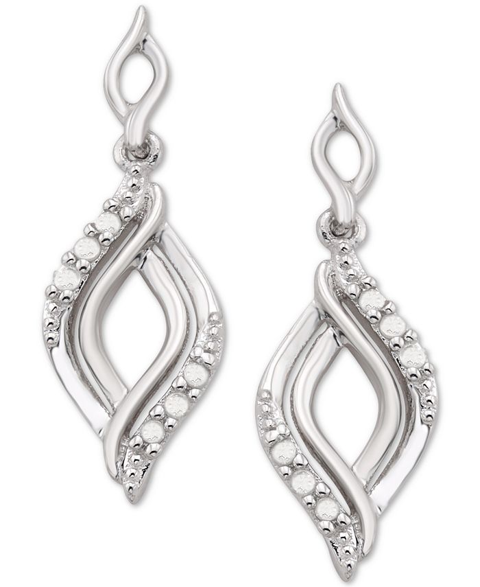 Macy's - Diamond Twist Drop Earrings (1/10 ct. t.w.) in Sterling Silver