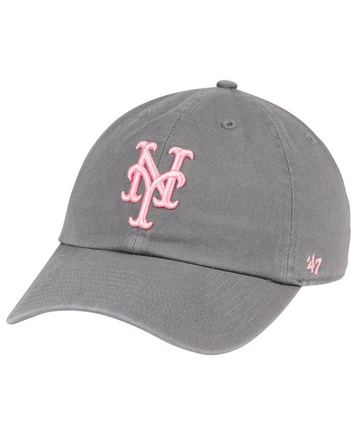 47 Brand New York Mets Dark Gray Pink CLEAN UP Cap - Macy's