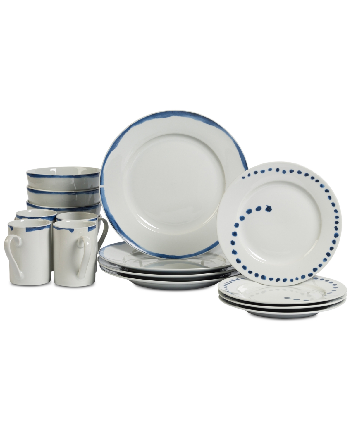 Tabletops Unlimited Isla 16-pc. Dinnerware Set, Service For 4 In Wht,blue