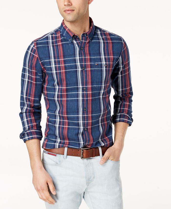 Tommy Hilfiger Men's Cusack Plaid Classic Fit Shirt, Created for Macy's ...