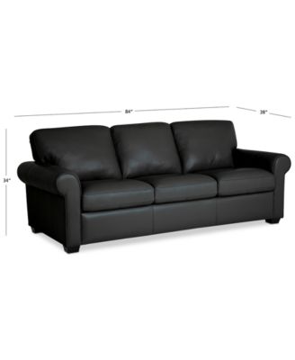 Orid 84" Leather Roll Arm Sofa