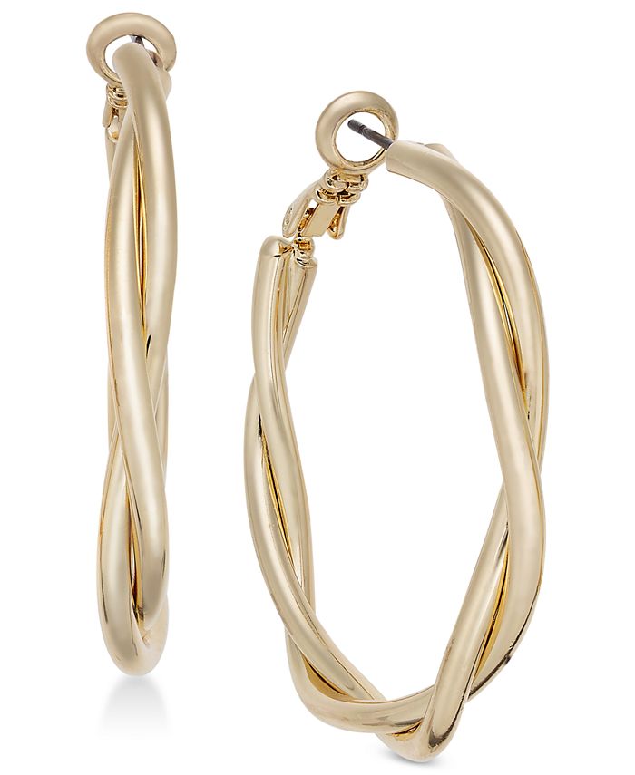 Charter Club Gold-Tone & Silver-Tone Hoop Earrings – Fashion Jewelry with Stiff Back Closure