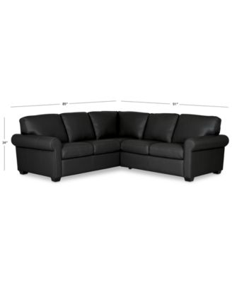 Orid 2-Pc. "L"-Shaped Leather Roll Arm Sectional