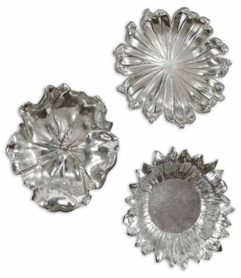 Uttermost - 3-Pc. Silver-Plated Flowers Wall Art Set