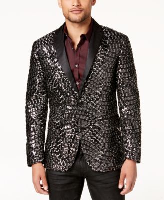 INC International Concepts - Men's Slim-Fit Patterned Sequined Blazer