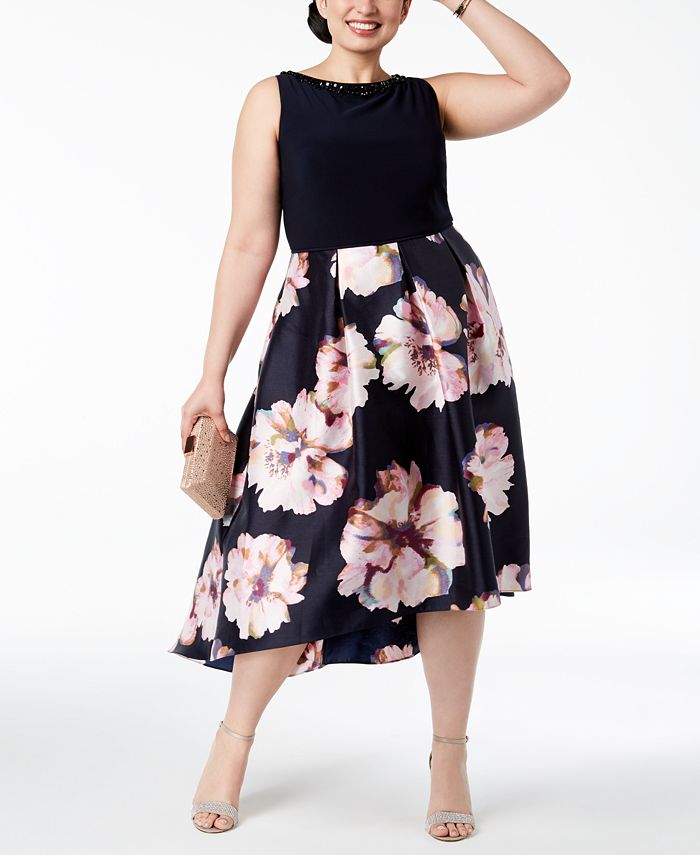 SL Fashions Plus Size Sleeveless Floral-Print Dress - Macy's