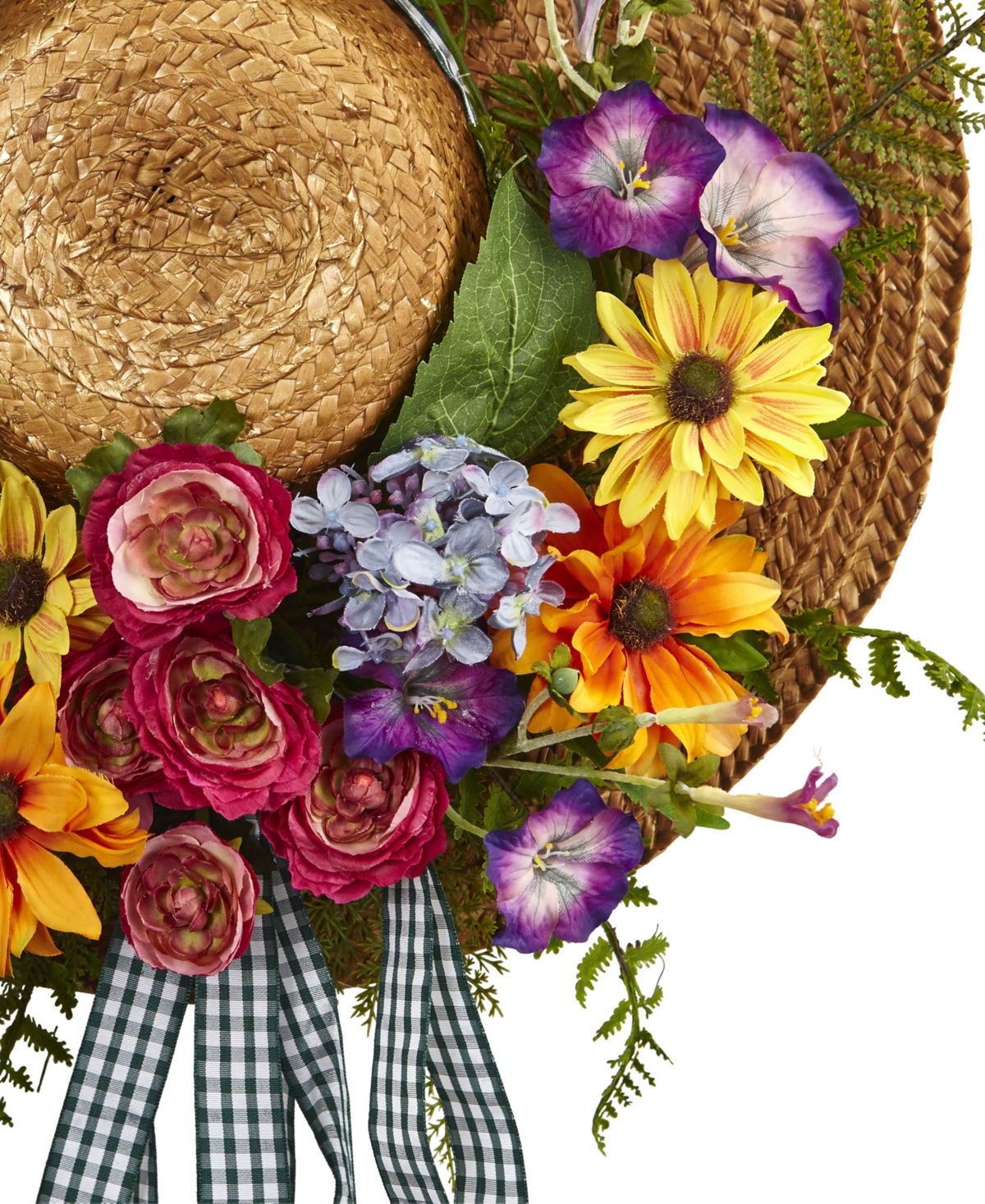 NEARLY NATURAL MIXED FLOWER HAT WREATH 