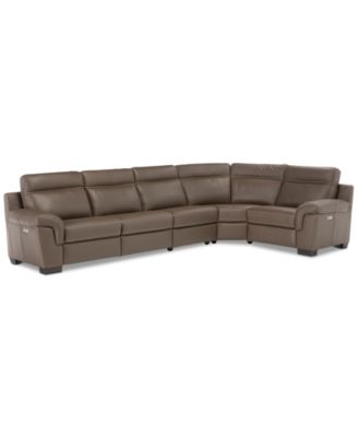 CLOSEOUT! Julius II 5-Pc. Leather Sectional Sofa With 2 Power Recliners, Power Headrests & USB Power Outlet