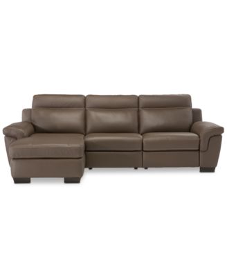 CLOSEOUT! Julius II 3-Pc. Leather Sectional Sofa With 1 Power Recliner, Power Headrests, Chaise And USB Power Outlet