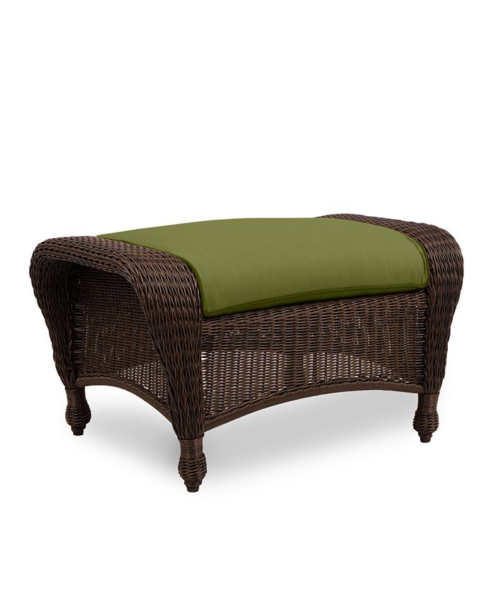 Furniture Monterey Wicker Outdoor Ottoman with Custom Sunbrella