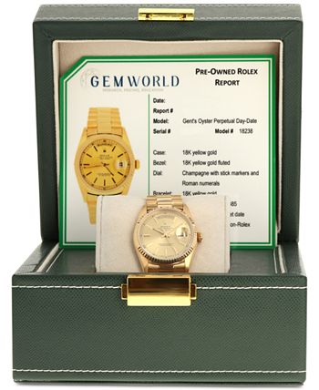 Pre Owned Rolex Men s Swiss Automatic Double Quickset President