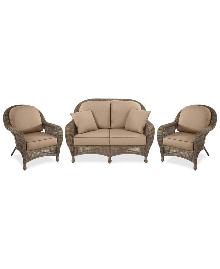 Furniture Sandy Cove Outdoor Wicker 3Pc. Seating Set (1 Loveseat and 2