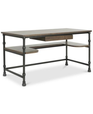 Furniture - Helmsley Industrial Faux Ash Wood Overlay Desk, Quick Ship